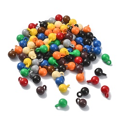 Mixed Color Spray Painted Alloy Pendant, Round, Mixed Color, 9x6mm, Hole: 1.8mm