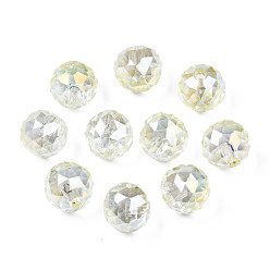 Champagner gelb Galvanisieren transparente Glasperlen Stränge, Hälfte gebohrt, ab Farbe plattiert, Runde, Champagner gelb, 13x12.5 mm, Bohrung: 2.5 mm