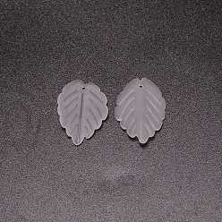 White Glass Pendants, Leaf Charms, White, 24x17.5x4.5mm, Hole: 1.2mm
