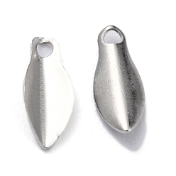 Platino Encantos de bronce, larga duración plateado, hoja, Platino, 9x3.5x1.5 mm, agujero: 1 mm