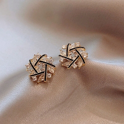 Pentagon Alloy Rhinestone Earrings for Women, Pentagon, 18x11mm
