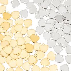 (52) Непрозрачная лаванда 100 шт 2 цвета 201 подвески из нержавеющей стали, лазерная резка, штамповка пустой метки, сердце, разноцветные, 10x10x0.8 мм, отверстие : 1.4 мм, 50 шт / цвет