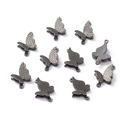 Черный Цвет Металла Латунные коннекторы, долговечный, бабочка, металлический черный , 17.5x10x5 мм, отверстие : 1 мм