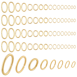 Chapado en Oro Real 18K 800 piezas 8 estilos 304 anillos de salto de acero inoxidable, anillos del salto abiertos, oval, real 18 k chapado en oro, 2~6x3~10x0.4~1 mm, diámetro interior: 1~4x1.5~8 mm, 100 piezas / estilo