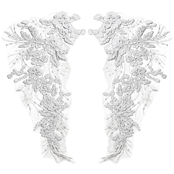 Светло-серый Полиэфирное кружево для украшения одежды, цветок, светло-серый, 400x230x1.5 мм