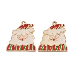 Santa Claus Рождественские эмали сплава подвески, золотой свет, Дед Мороз, 24.5x22.5x1.5 мм, отверстие : 1.6 мм