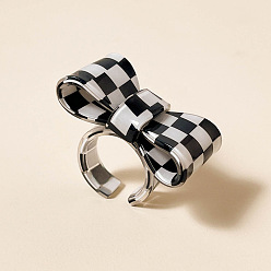 Черный Открытые кольца-манжеты из смолы для женщин, бантом, чёрные, внутренний диаметр: 18 мм