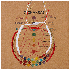 (52) Непрозрачная лаванда 3 Набор регулируемых браслетов из круглых бусин с чакрами, выполненных из натуральных и синтетических камней., разноцветные, внутренний диаметр: 11.02 дюйм (28 см)