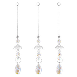 Нержавеющая Сталь Цвет 3шт 201 подвесные украшения из нержавеющей стали в форме гриба, стеклянные каплевидные кисточки-ловцы солнца для украшения сада на открытом воздухе, цвет нержавеющей стали, 26 см