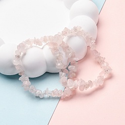Розовый Кварц Стрейч-браслеты унисекс с натуральным розовым кварцем и бусинами, внутренний диаметр: 1-3/4~2 дюйм (4.5~5 см)