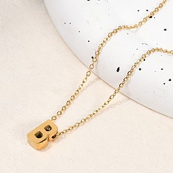 Letter B Ионное покрытие (ip) 304 ожерелья с подвесками из нержавеющей стали, реальный 18 k позолоченный, буквы, В письме, 15.94 дюйм(40.5см)~16.14 дюйм(41см)+54мм удлинитель, буквы: 10x6x4 мм.