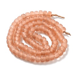 PeachPuff Handmade Nepalese Lampwork Beads, Frosted, Column, PeachPuff, 10x6.5~7mm, Hole: 2.8mm, about 94pcs/strand, 25.39''(64.5cm)