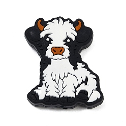 Белый Силиконовые бусины для крупного рогатого скота, фокусные бусы, белые, 29.5x23.5x7.5 мм, отверстие : 2.5 мм