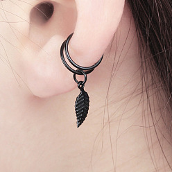 Черный Серьги-манжеты allou, лист, чёрные, 29 мм