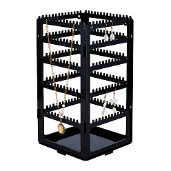 Черный 360 пластиковые вращающиеся стенды для органайзеров для ювелирных изделий, Настольная полка для хранения ювелирных изделий для сережек, браслетов, ожерелий, кубоид, чёрные, готовое изделие: 15x15x30 см