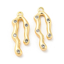 Real 18K Gold Plated Brass Micro Pave Cubic Zirconia Pendants, Cadmium Free & Nickel Free & Lead Free, Real 18K Gold Plated, 20x7.5x2mm, Hole: 1.2mm