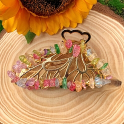 Разноцветный Сплав клипы коготь волос, с натуральным кварцем, бабочка, аксессуары для волос для женщин и девочек, красочный, 80x50x20 мм