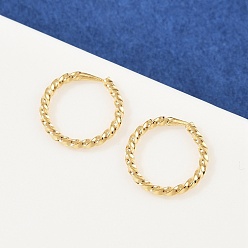 Настоящее золото 24K Серьги-кольца из латуни с витым кольцом, без свинца и без кадмия, реальный 24 k позолоченный, 11x1 мм