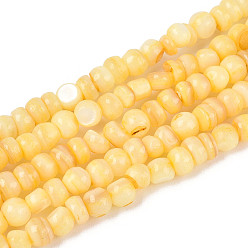 Золотистый Натуральные пресноводные окрашенные бусы из ракушек, рондель, золотые, 3~4x1~4 мм, отверстие : 0.9 мм, около 146~152 шт / нитка, 14.76~15.16'' (37.5~38.5 см)
