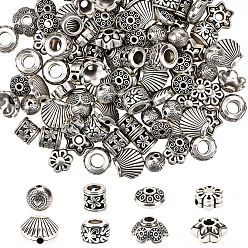 Античное Серебро 160 шт. 8 стили для самостоятельного изготовления украшений наборы для поиска, включая шарики из сплава и колпачки для бусин, античное серебро, 6~9x3.5~6 мм, отверстие : 1~3.5 мм, 20 шт / стиль