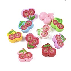 Вишня Непрозрачные акриловые бусины, разноцветные, вишня, 19x19x10 мм, отверстие : 2 мм
