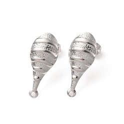 Нержавеющая Сталь Цвет Не тускнеет 304 фурнитура для сережек-гвоздиков из нержавеющей стали, с горизонтальной петлей, слеза, цвет нержавеющей стали, 21x9 мм, отверстие : 1.4 мм, штифты : 0.8 мм