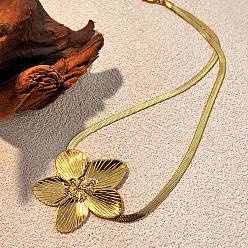 Золотой 304 ожерелья с подвесками в виде цветов из нержавеющей стали для женщин, золотые, 18.50 дюйм (47 см)