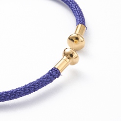 Steel Blue Braided Carbon Steel Wire Bracelet Making, with Golden Plated Brass End Caps, Steel Blue, 0.25cm, Inner Diameter: 2-3/8 inch(6.1cm)