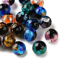 (52) Непрозрачная лаванда Стеклянные бусины, с фольгой внутри, ручная работа, круглые, разноцветные, 11.5~12.5 мм, отверстие : 1.6 мм