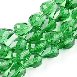 Зеленый лайм Граненая капля имитация австрийского хрусталя бусины, класс AAA, зеленый лайм, 10x8 мм, отверстие : 0.9~1 мм, около 40 шт / нитка, 15.7 дюйм