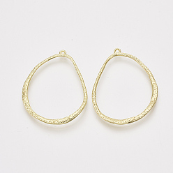 Light Gold Подвесные подвески из сплава, для diy уф смолы, эпоксидная смола, Прессованные цветочные украшения, слеза, золотой свет, 48.5x35~36x3 мм, отверстие : 1.6 мм