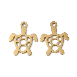 Золотой Ионное покрытие (ip) 304 подвески из нержавеющей стали, лазерная резка, черепаховые чары, золотые, 16x13x1 мм, отверстие : 1.6 мм