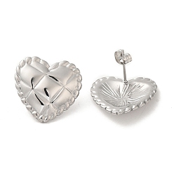 Нержавеющая Сталь Цвет Не тускнеющие 304 серьги-гвоздики из нержавеющей стали, украшения для женщин, сердце, цвет нержавеющей стали, 21x22 мм