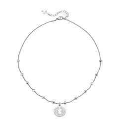 Color de Acero Inoxidable Religión 304 collares con colgante de moneda de San Benito de acero inoxidable, color acero inoxidable, 15.75 pulgada (40 cm)