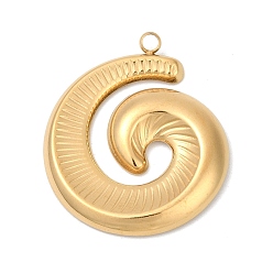 Настоящее золото 18K 304 подвески из нержавеющей стали, ионное покрытие (ip), вихревое очарование, реальный 18 k позолоченный, 28x24x3 мм, отверстие : 2 мм
