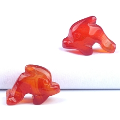 Красный Агат Фигурки дельфинов из натурального сердолика, для украшения рабочего стола домашнего офиса, 18x27x12 мм