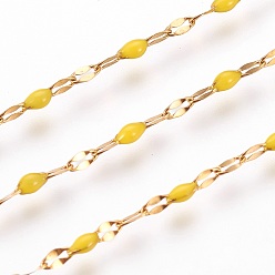Желтый Ионное покрытие (ip) вручную 304 цепи из нержавеющей стали, с катушкой, эмаль, пайки, желтые, 1.5x0.1 мм, около 32.8 футов (10 м) / рулон