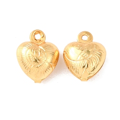 Настоящее золото 24K Латунь прелести, сердце прелести, без кадмия и без свинца, стойки покрытие, долговечный, реальный 24 k позолоченный, 9x7x4 мм, отверстие : 0.8 мм