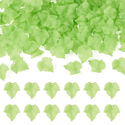 Зелено-Желтый 50g матовые акриловые подвески, лист, зеленый желтый, 24x23x4 мм, отверстие : 1.5 мм