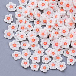 Белый Дым Ручной полимерной глины кабошонов, модные аксессуары для украшения ногтей, цветок, серый, 4~7x4 ~ х 0.5~2 мм, Около 35000~40000 шт / 500 г