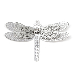 Платина Латунные кристаллы стразы полые 3d стрекоза соединительные подвески, без кадмия, без никеля и без свинца, платина, 40x61x7 мм, отверстие : 1.2 мм