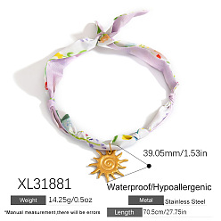 Солнце 304 ожерелья-шарфы с подвесками из нержавеющей стали, золотые, солнце, 27.76 дюйм (70.5 см), Кулон : 39.05 мм