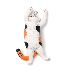 Белый Непрозрачные подвески смолы, собака, с железной платиной петлей, белые, 50.5x30x10 мм, отверстие : 2 мм