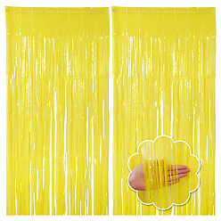 Желтый Шторы с бахромой для домашних животных, мерцающие шторы, на день рождения свадьба елочные украшения, желтые, 1000x2000 мм
