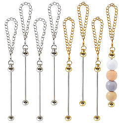 Платиновый & Золотой 8 шт 2 цвета железный пруток бисер подвесные украшения, с железными цепочками, платиной и золотом, 143 мм, 4 шт / цвет