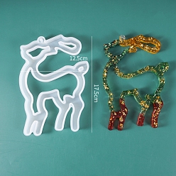 Олень DIY рождественская тема кулон силуэт силиконовые формы, формы для литья смолы, для уф-смолы, изготовление ювелирных изделий из эпоксидной смолы, олень, 175x125x10 мм