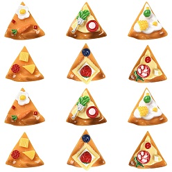 Gemischte Farbe 30 Stück 6 Stile opake Harz-Pizza-Cabochons, Gemischte Farbe, 21.5~24.5x22.5~24x7~12 mm, 5 Stück / Stil