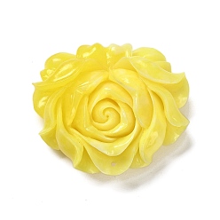 Желтый Подвески-коннекторы в виде резных цветов из синтетической ракушки, желтые, 48x56.5x20 мм, отверстие : 1.5 мм