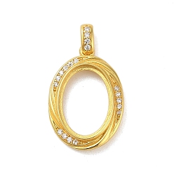 Oval 925 Sterling Silver Micro Pave Cubic Zirconia Pendant Setting, Oval, Tray: 14x10mm, 20.5x14x3mm, Hole: 4mm