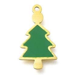 Рождественская елка Рождественская тематика ионное покрытие (IP) 304 эмалированные подвески из нержавеющей стали, реальный 14 k позолоченный, рождественская елка, 17.5x10x0.8 мм, отверстие : 1 мм